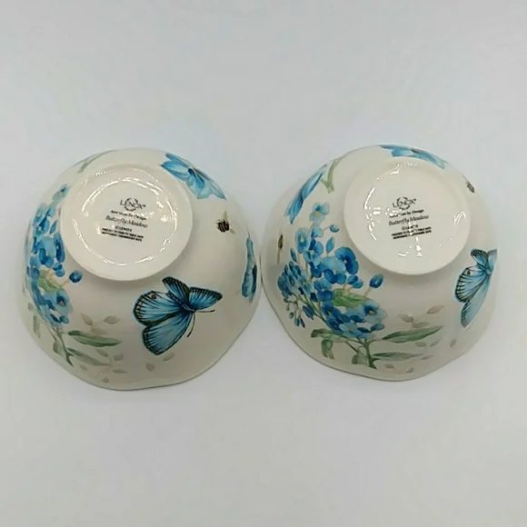 🦋2x HP! COPY- 2 Lenox Butterfly Meadows Deep Bowls. Beautiful Nature Pattern. - Picture 3 of 10
